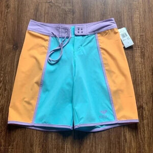 Roxy Board Swim Shorts ColorBlock 9” Inseam Sz S NWT